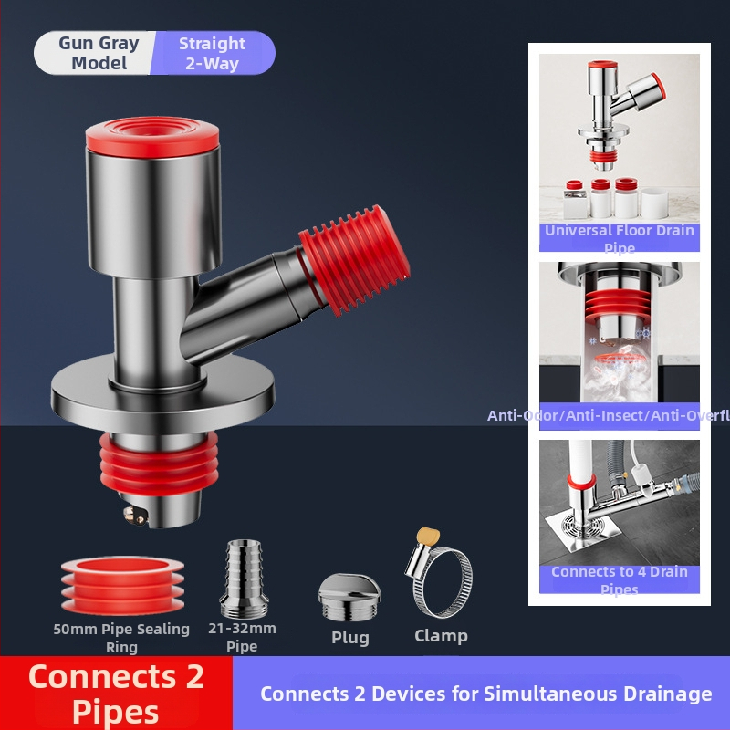 Trostruki odvodnik za balkonsku perilicu i odvod od poda, protiv mirisa, ABS materijal