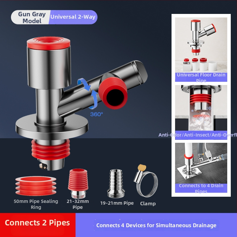 Trostruki odvodnik za balkonsku perilicu i odvod od poda, protiv mirisa, ABS materijal