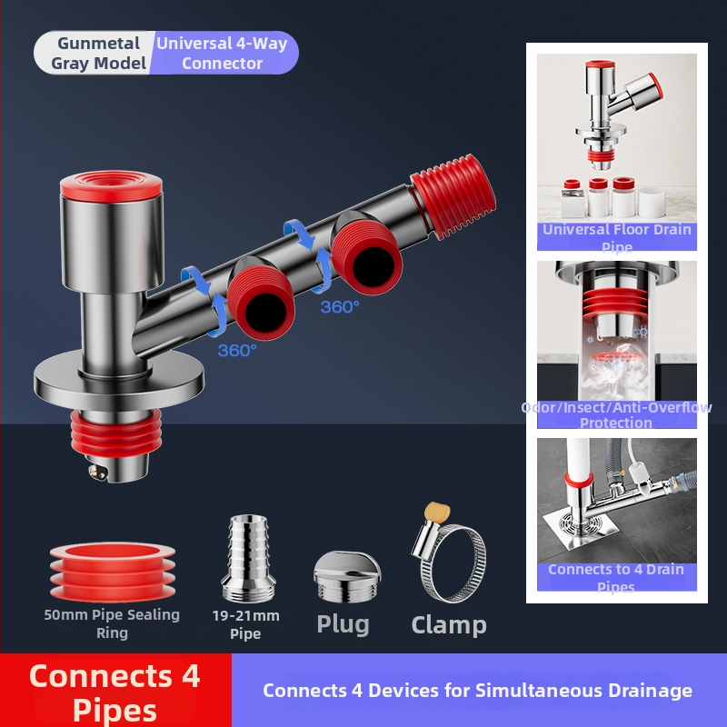Trostruki odvodnik za balkonsku perilicu i odvod od poda, protiv mirisa, ABS materijal