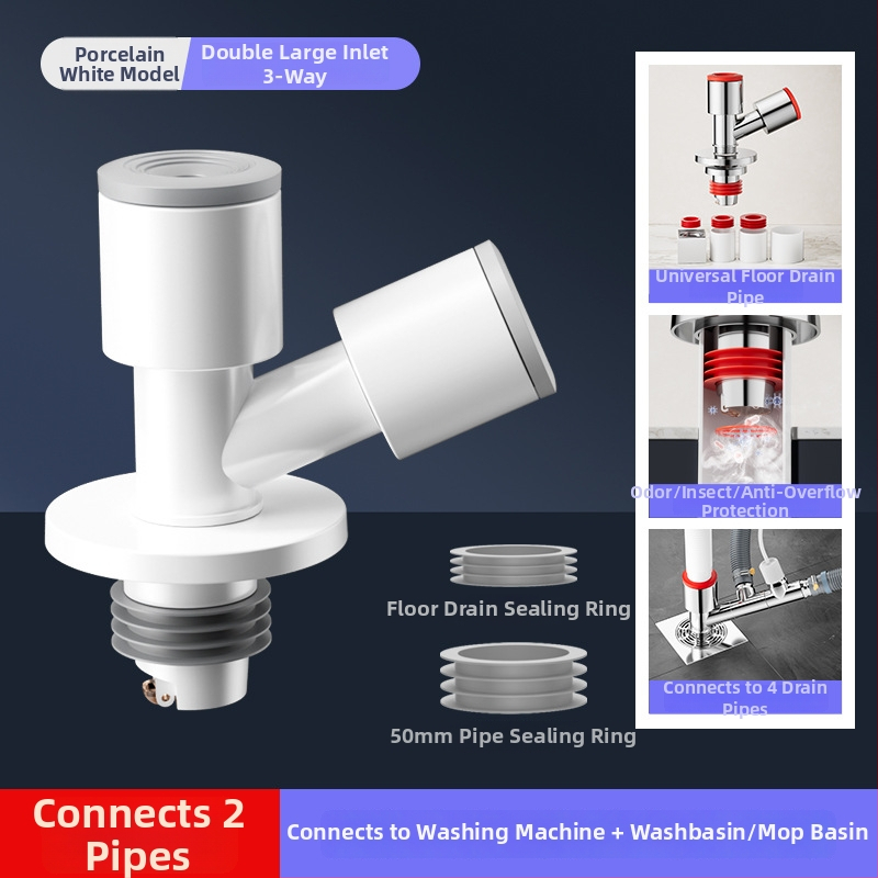 Trostruki odvodnik za balkonsku perilicu i odvod od poda, protiv mirisa, ABS materijal