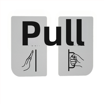 Akrilni znak za klizna vrata – podsjetnik za ulaz/izlaz; UV tisak; Materijal: akril; Namjena: ured; Marka: Hao Long