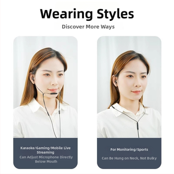 Káblové in-ear slúchadlo pre operátorov zákazníckej podpory so šumu potláčajúcim mikrofónom, univerzálny zdroj zvuku, priame pripojenie