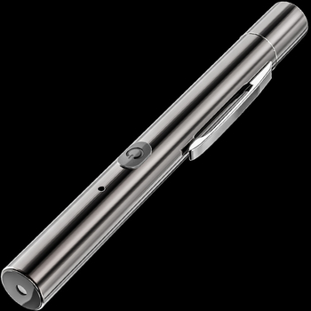 Smiling Shark LS307B-S лазерна писалка – USB зареждане, алуминиев корпус от сплав, LED светлина, захранване чрез натискане, обхват 100-200 м