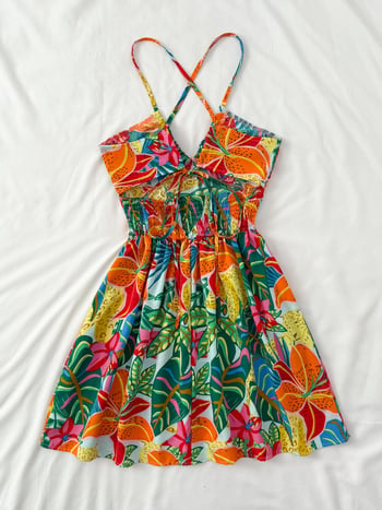 Ženska ljetna haljina bez rukava s halter izrezom, cvjetni print, elastičan pojas