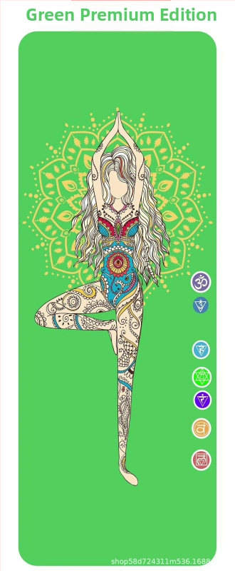 Jógová podložka s UV digitálnym potlačou na prírodnej gume, hrúbka 4 mm, hmotnosť 2,4 kg, prispôsobiteľná, vzor Asanas