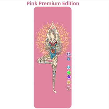 Jógová podložka s UV digitálnym potlačou na prírodnej gume, hrúbka 4 mm, hmotnosť 2,4 kg, prispôsobiteľná, vzor Asanas