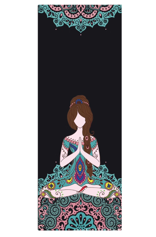 Στρώμα γιόγκα με UV ψηφιακή εκτύπωση σε φυσικό καουτσούκ, πάχος 4 mm, βάρος 2,4 kg, προσαρμόσιμο, μοτίβο γραμμών ασάνας