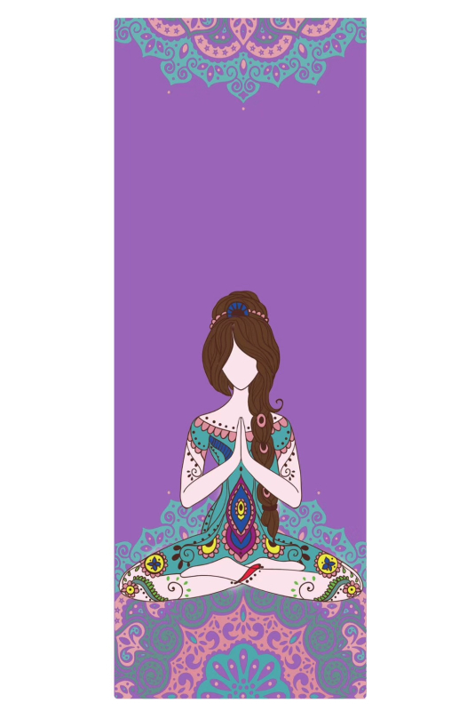 Στρώμα γιόγκα με UV ψηφιακή εκτύπωση σε φυσικό καουτσούκ, πάχος 4 mm, βάρος 2,4 kg, προσαρμόσιμο, μοτίβο γραμμών ασάνας