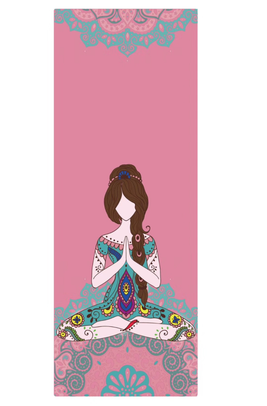 Στρώμα γιόγκα με UV ψηφιακή εκτύπωση σε φυσικό καουτσούκ, πάχος 4 mm, βάρος 2,4 kg, προσαρμόσιμο, μοτίβο γραμμών ασάνας