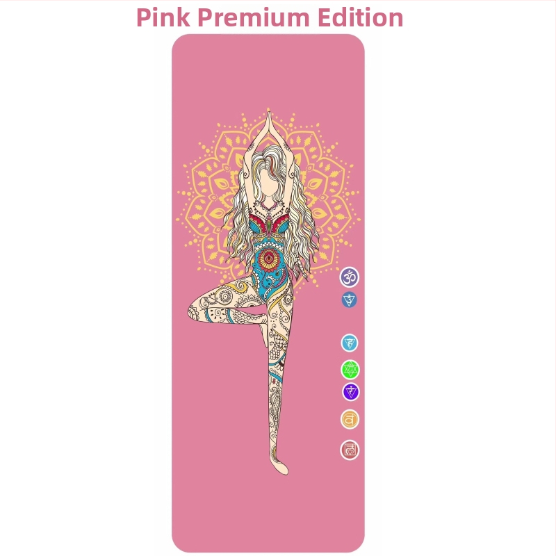 Jógová podložka s UV digitálnym potlačou na prírodnej gume, hrúbka 4 mm, hmotnosť 2,4 kg, prispôsobiteľná, vzor Asanas