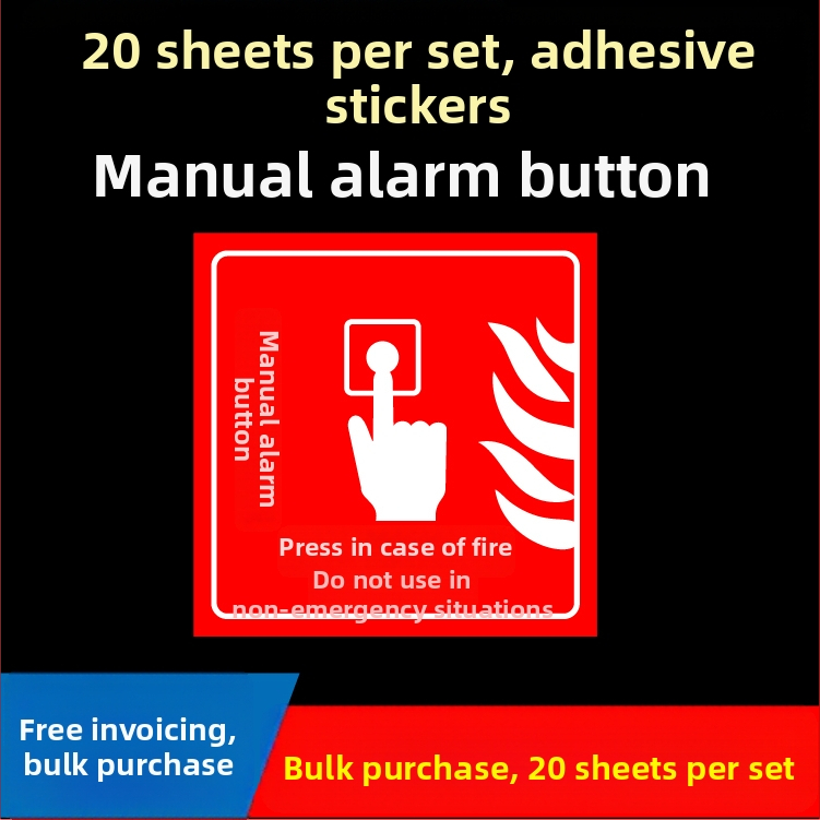 Ručni alarmni gumb – naljepnica znak za sigurnost požara