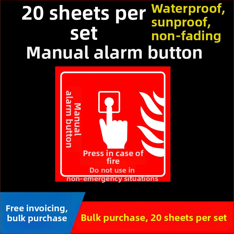 Ručni alarmni gumb – naljepnica znak za sigurnost požara