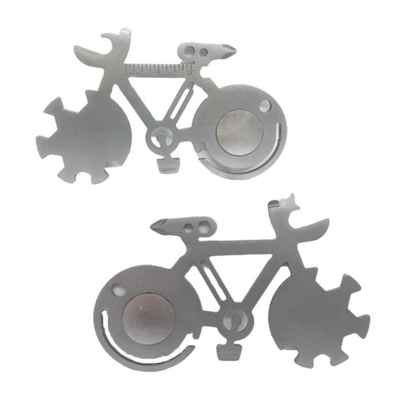 Kartica alata u obliku bicikla, mini prijenosna EDC kartica, nehrđajući čelik, kombinirani paket