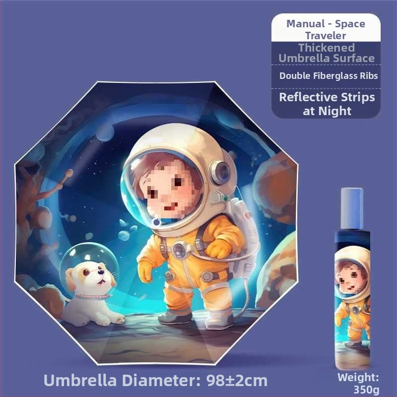 Παιδική ομπρέλα με αντί-ανάκρουση, νανο-υδροφοβικός ιστός, 12 ραβδιά σιλικόον, αλουμινένια λαβή