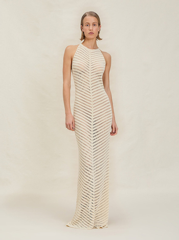 Pletena haljina s Halter izrezom (Poliester; Pletena tkanina; Halter stil; Duga haljina; Struk srednje visine)
