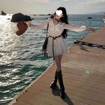 Plažna haljina od poliestera, V-izrez, dugi rukav, A-linija silueta