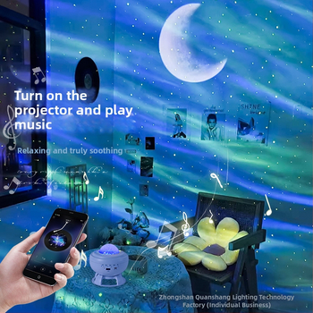 Projektor aurora borealis sa zvjezdanim nebom, laserskim učinkom, mjesecom, Bluetooth zvučnikom, punjiva verzija