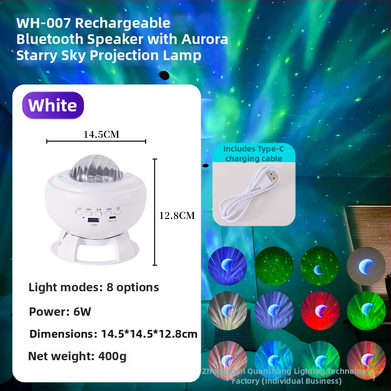 Projektor aurora borealis sa zvjezdanim nebom, laserskim učinkom, mjesecom, Bluetooth zvučnikom, punjiva verzija