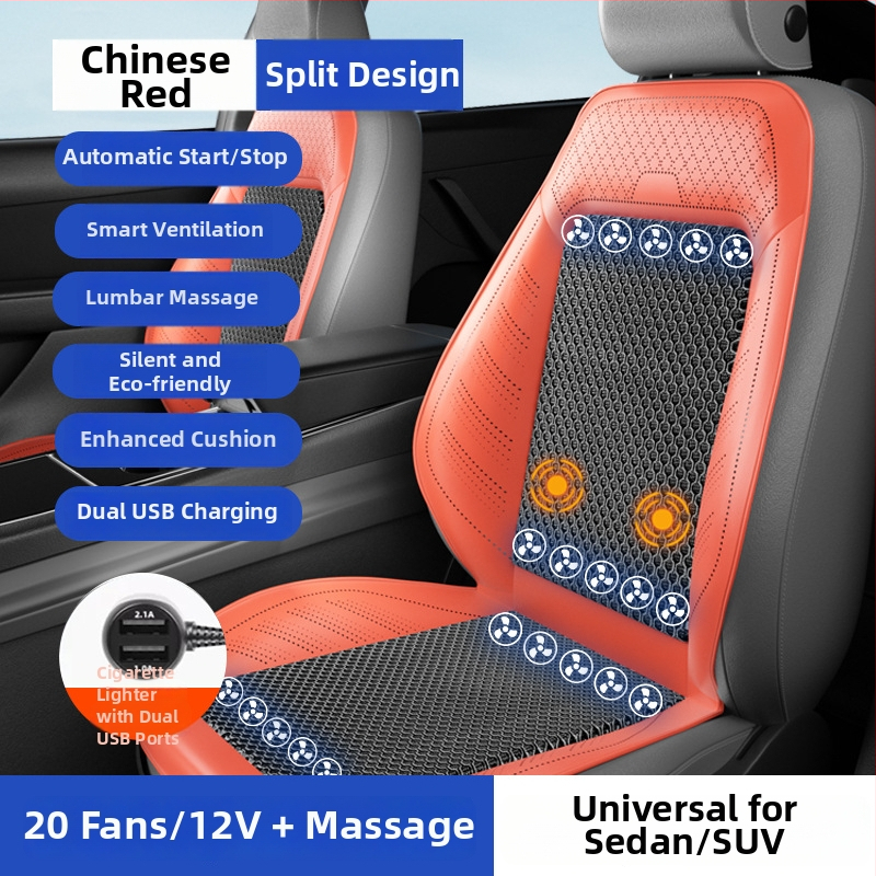 Automobilová ventilačná podložka na sedenie s ventilátorom – univerzálne pre päť miest, priedušná, Materiál: Iný