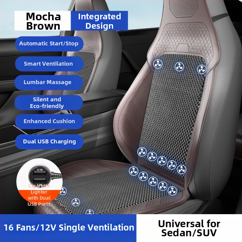 Automobilová ventilačná podložka na sedenie s ventilátorom – univerzálne pre päť miest, priedušná, Materiál: Iný