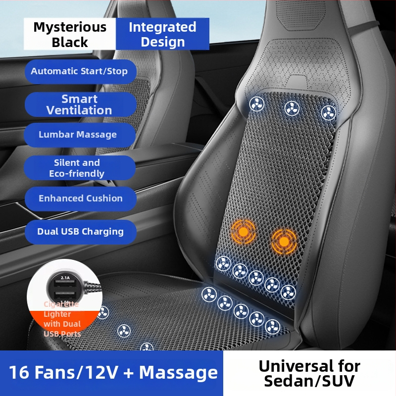 Automobilová ventilačná podložka na sedenie s ventilátorom – univerzálne pre päť miest, priedušná, Materiál: Iný