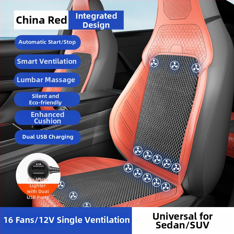 Automobilová ventilačná podložka na sedenie s ventilátorom – univerzálne pre päť miest, priedušná, Materiál: Iný