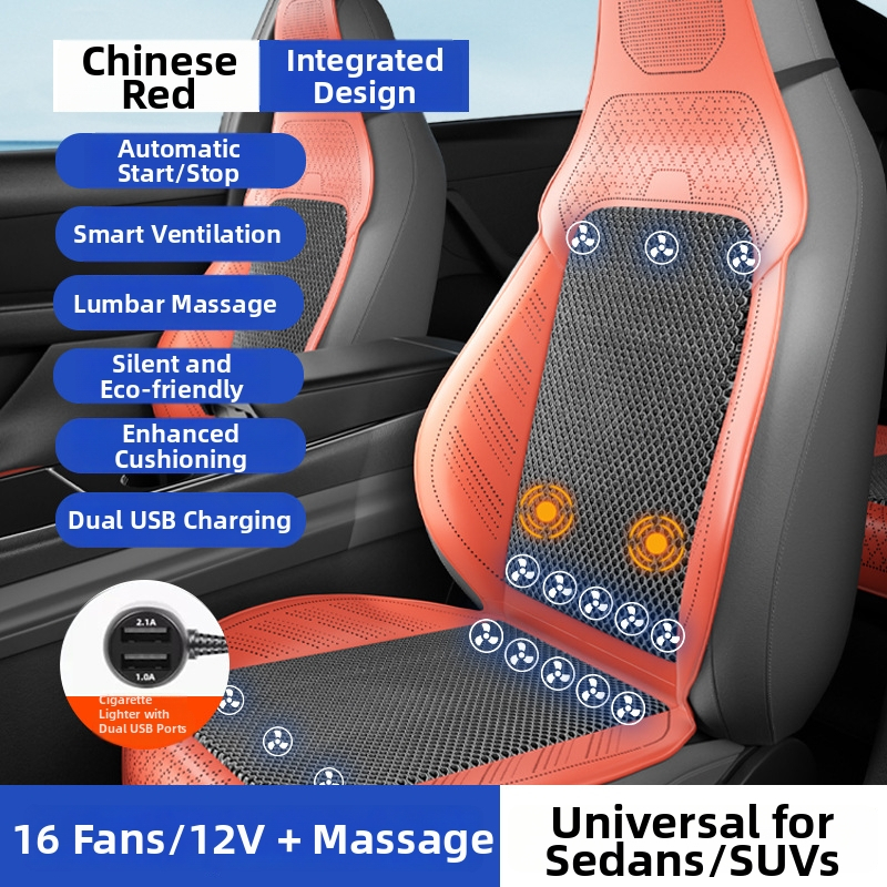 Automobilová ventilačná podložka na sedenie s ventilátorom – univerzálne pre päť miest, priedušná, Materiál: Iný