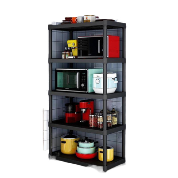 Raft de bucătărie pe podea, cu mai multe niveluri pentru cuptor cu microunde și depozitare vase, din plastic, fără montaj