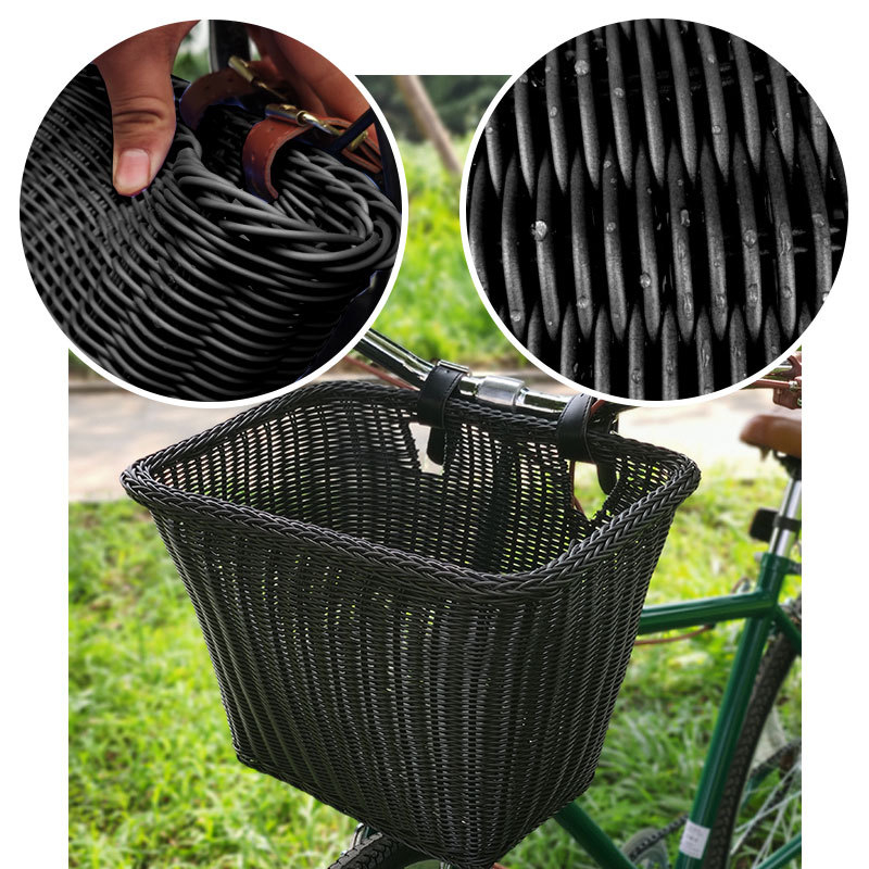 Uklonjiva košara za bicikl, vintage pleteni dizajn, plastični materijal, za voće i povrće, model 2024-0605, paket 24 kom, moderni minimalistički stil