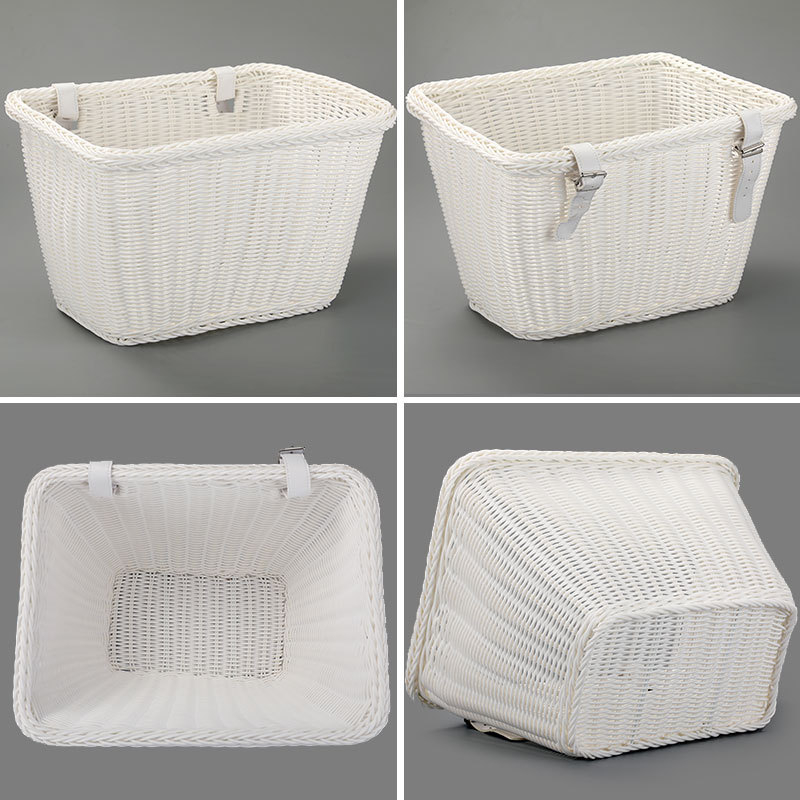 Uklonjiva košara za bicikl, vintage pleteni dizajn, plastični materijal, za voće i povrće, model 2024-0605, paket 24 kom, moderni minimalistički stil