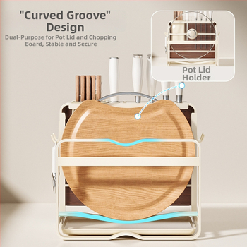 Fali konyhai kés- és vágódeszka tároló, multifunkcionális, szerelés nélkül