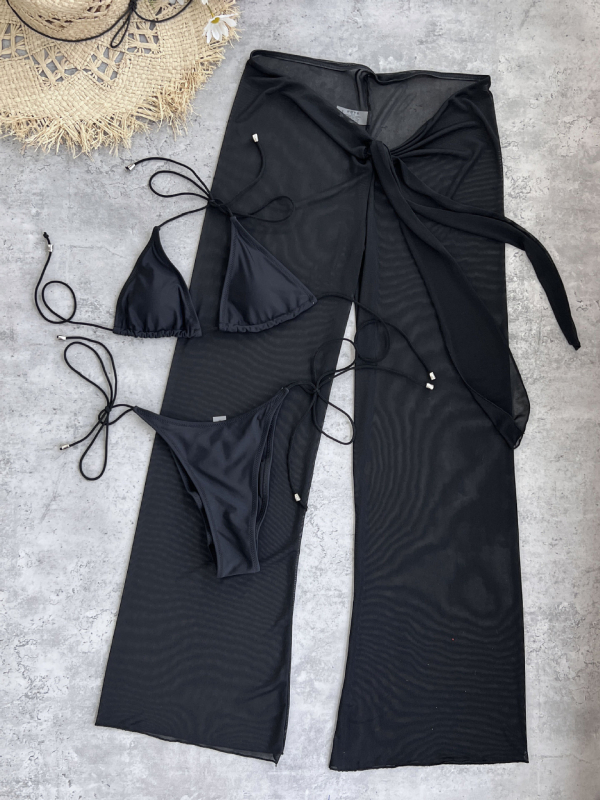 Tri-djelni bikini set s mrežastim hlačicama, podstavljena gornja, poliester 82%, 210 g/m²