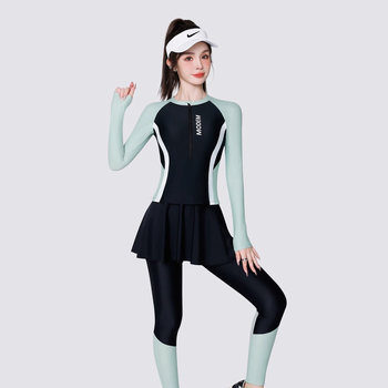 Costum de baie pentru femei, set din trei piese, mâneci lungi, pernă de bust, țesătură poliester (84%), căptușeală poliester