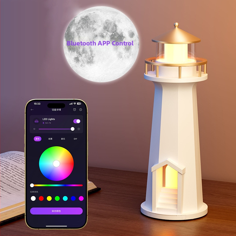 Noćna lampica s Bluetooth zvučnikom, upravljanje aplikacijom, projekcija mjesečine, geometrijski 3D oblik, ugrađena baterija