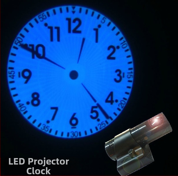 Ρολόι προβολής τοίχου, μοντέλο T02; LED οθόνη με δείκτες και αριθμούς; εξωτερική παροχή ρεύματος; πλαστικό περίβλημα; καντράν από οργανικό γυαλί; λειτουργίες: φωτισμός, νυχτερινό φως, διακοσμητικό.