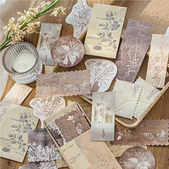 Кибритена кутия с листчета за записване със сребърно фолио, ретро стил декоративни самозалепващи стикери за дневник, модел W-BQ-2100