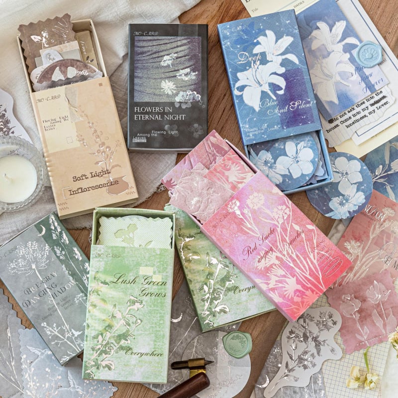 Кибритена кутия с листчета за записване със сребърно фолио, ретро стил декоративни самозалепващи стикери за дневник, модел W-BQ-2100