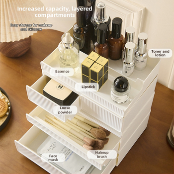 Zela kozmetički organizator za stolni – višeslojni plastični držač za njegu kože i ruževe, moderni minimalistički stil, prilagodba dostupna
