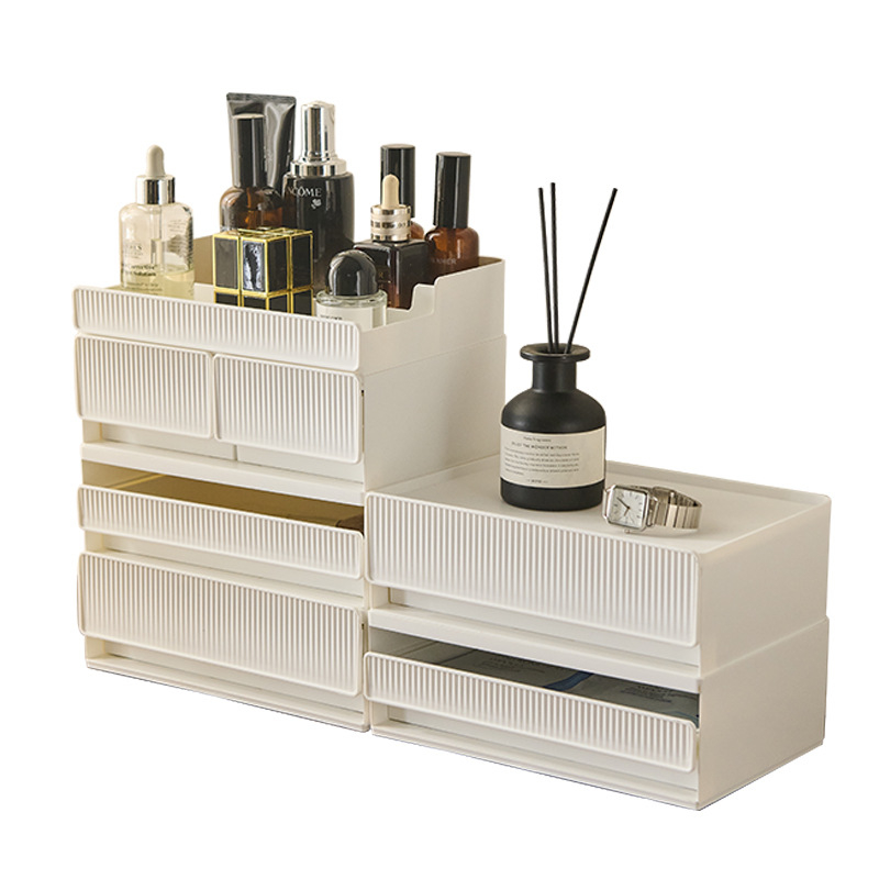 Zela kozmetički organizator za stolni – višeslojni plastični držač za njegu kože i ruževe, moderni minimalistički stil, prilagodba dostupna