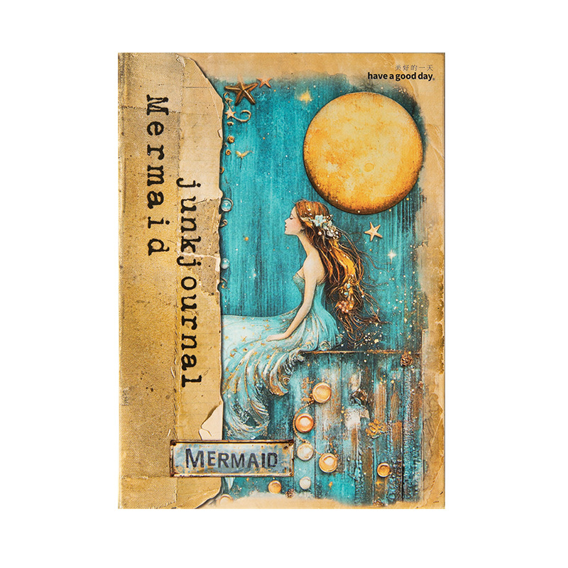 Hârtie pentru jurnal cu sirene – fundal retro de colaj subacvatic, Good day 7089, formă: cărămizi de hârtie, autorizare IP: Nu