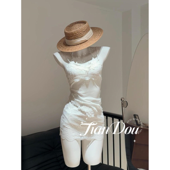 Set de baie pentru femei, trei piese, cu dantelă, top bikini cu burete, fără armături metalice, material poliester, model solid, potrivit pentru înot și sporturi acvatice, stil european-american