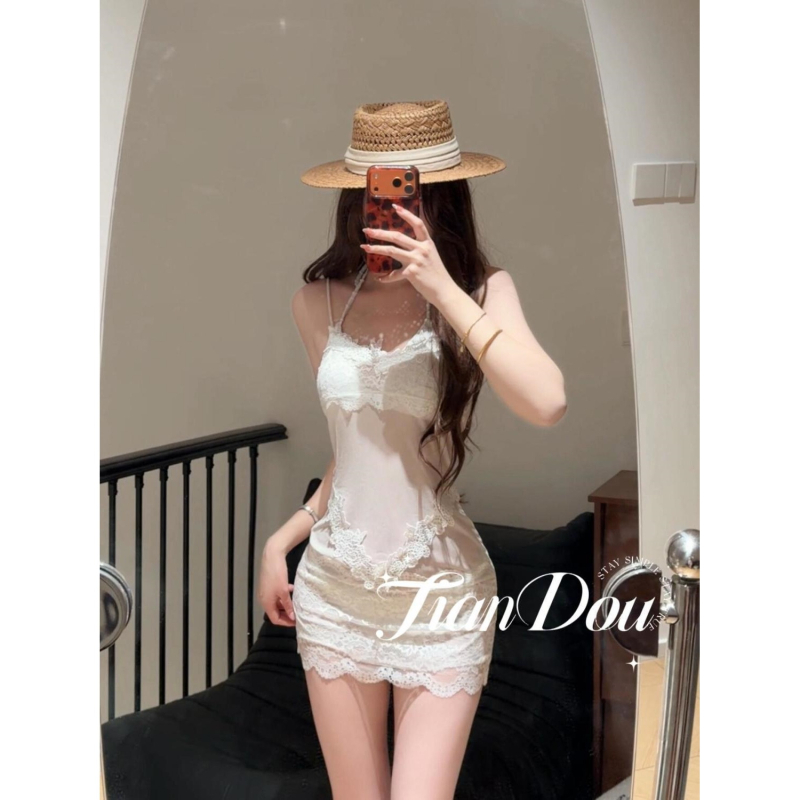 Set de baie pentru femei, trei piese, cu dantelă, top bikini cu burete, fără armături metalice, material poliester, model solid, potrivit pentru înot și sporturi acvatice, stil european-american