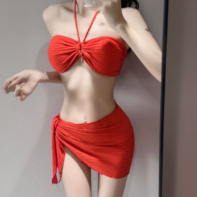 Seksi bikini set od tri komada s napunjenim gornjim dijelom, za žene, ljeto uz more
