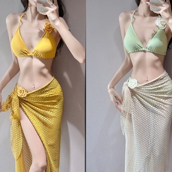 2025 bikini s tri komada s razdjeljenim dizajnom u stilu Instagrama, visoke kvalitete, za žene, za odmor u termalnim izvorima