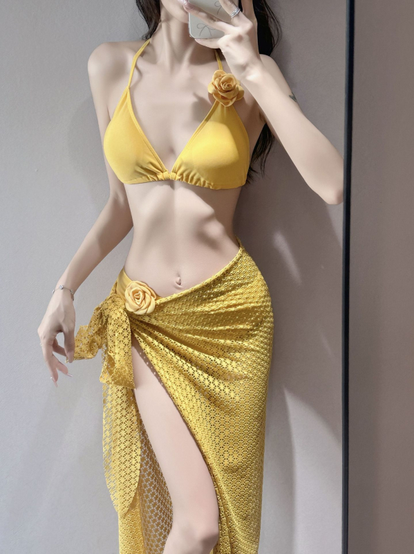 2025 bikini s tri komada s razdjeljenim dizajnom u stilu Instagrama, visoke kvalitete, za žene, za odmor u termalnim izvorima