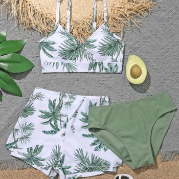 Ženski bikini set bez rukava s jastučićima za prsni koš, prugasti uzorak, poliester 85% s 15% spandexa, 260 g