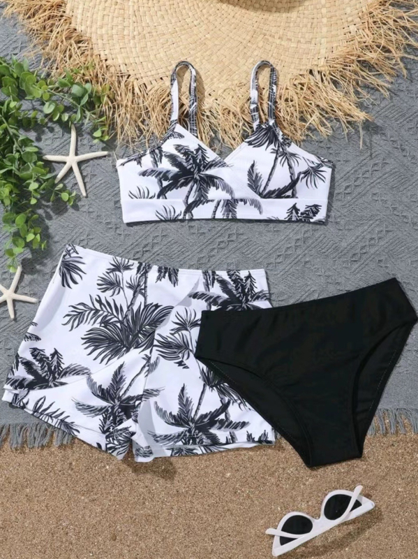 Ženski bikini set bez rukava s jastučićima za prsni koš, prugasti uzorak, poliester 85% s 15% spandexa, 260 g