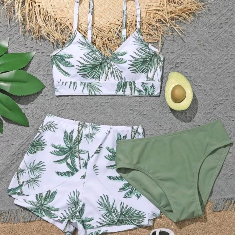 Ženski bikini set bez rukava s jastučićima za prsni koš, prugasti uzorak, poliester 85% s 15% spandexa, 260 g