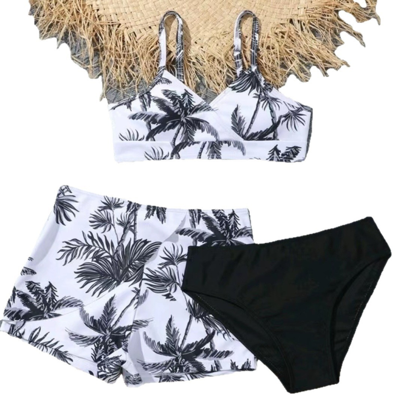 Ženski bikini set bez rukava s jastučićima za prsni koš, prugasti uzorak, poliester 85% s 15% spandexa, 260 g