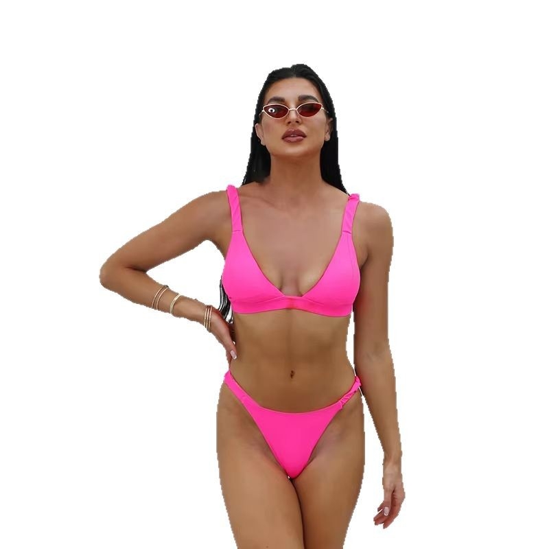 Bikini set - visoka elastičnost, seksi tijesna kroj, 95% poliester, 5% spandex, s jastučićem za grudi, Pogodno za plivanje